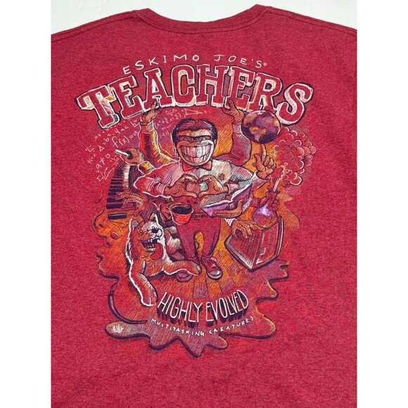Eskimo Joe's Teachers Highly Evolved Red T-Shirt Size‎ Medium Adult - Picture 4 of 8